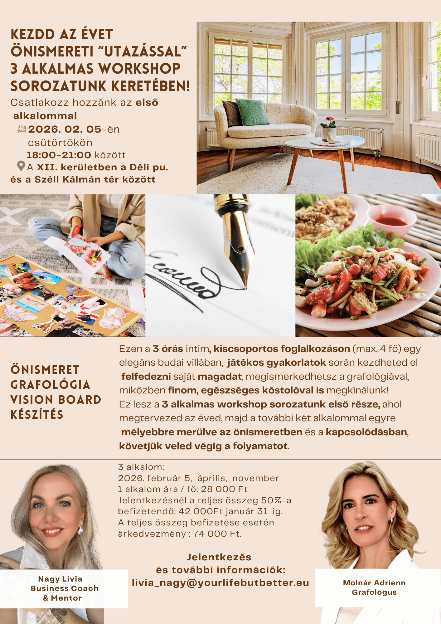 Évtervező önismereti workshop sorozat grafológiával és vision board készítéssel